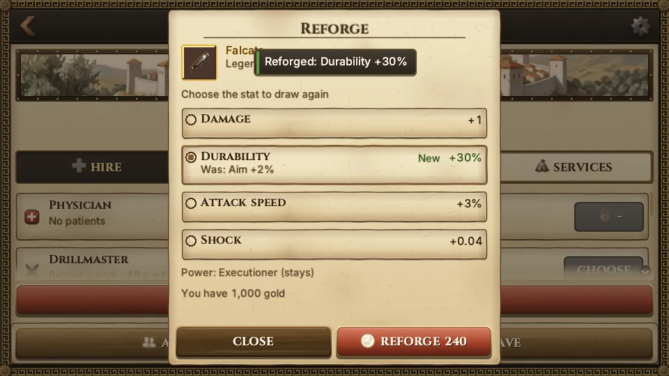An item’s stat line reforged at the smith