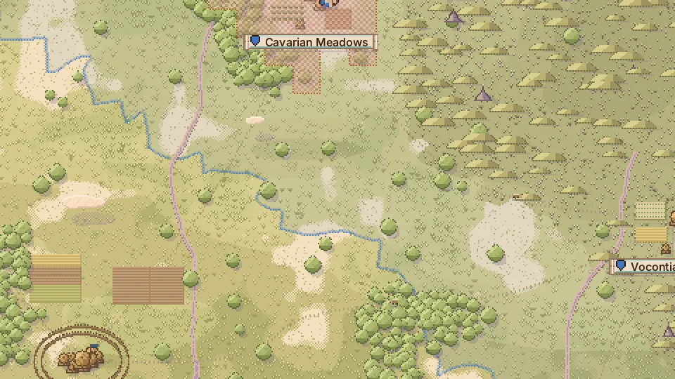The war map: a pan over the regions toward a rival army on the march.